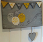 Preview: Geburtsschild Wimpel + Ballons grau