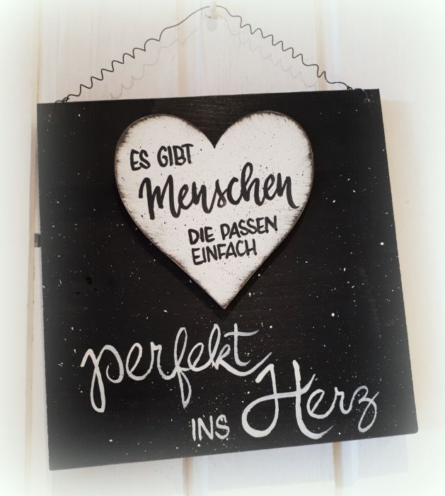 Sprücheschild mit Herz "Es gibt Menschen..." (20 x 20 cm) anthrazit