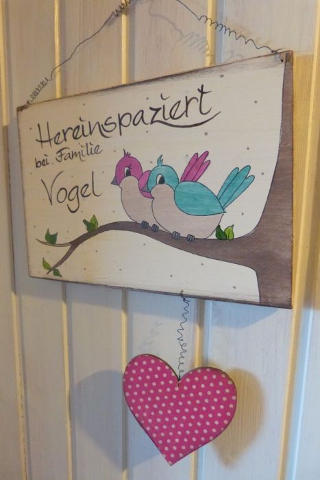 Türschild Vögel auf Ast