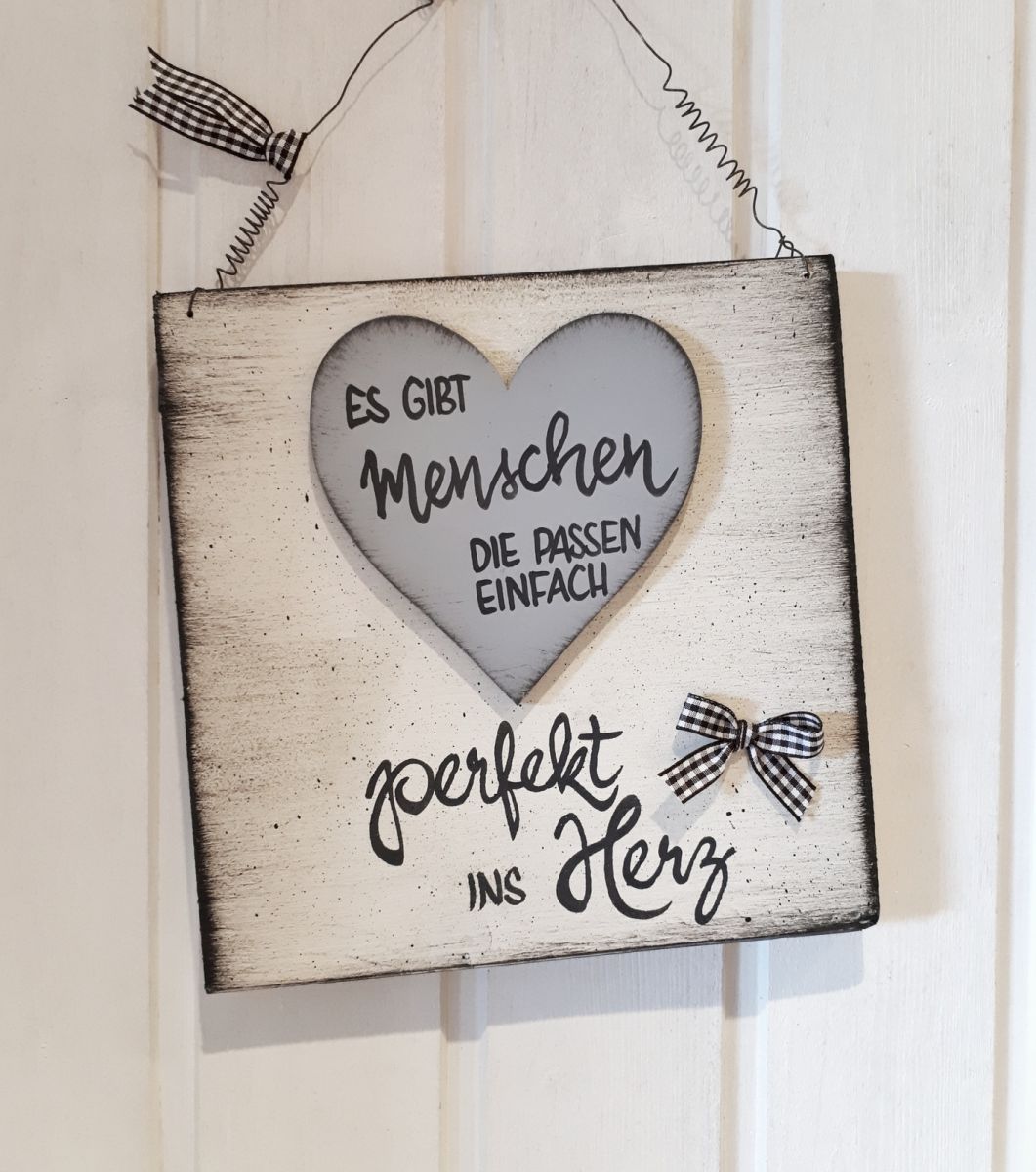 Sprücheschild mit Herz "Es gibt Menschen..." (20 x 20 cm) grau